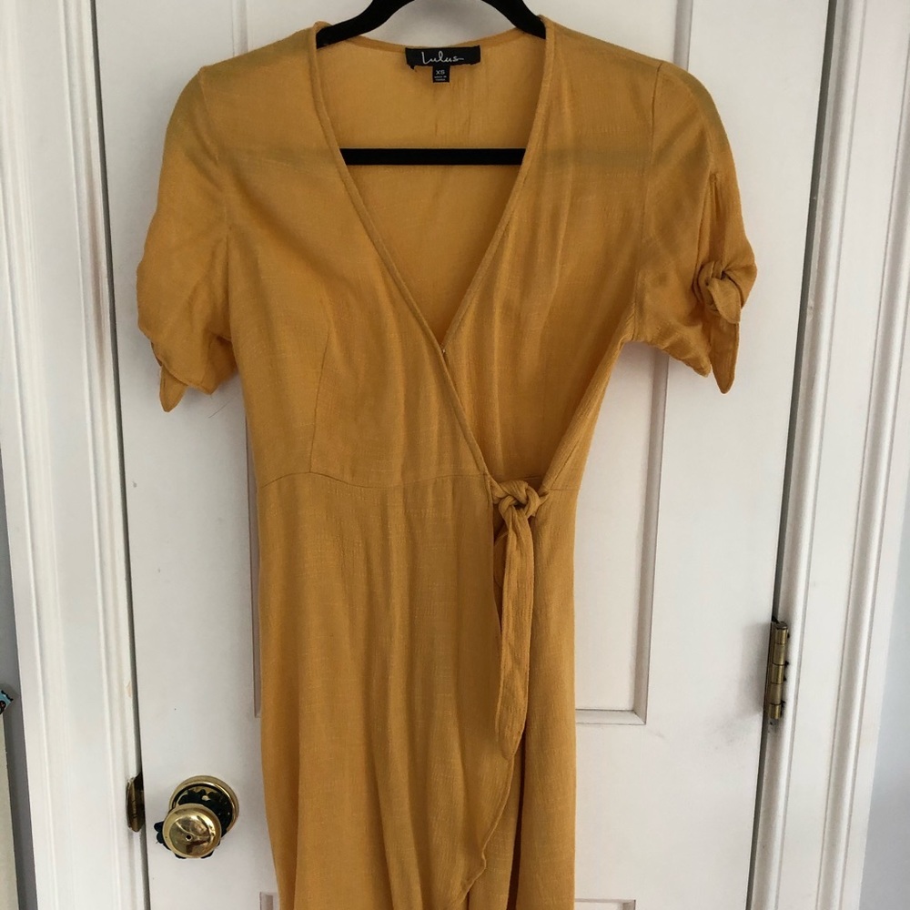 Yellow wrap dress